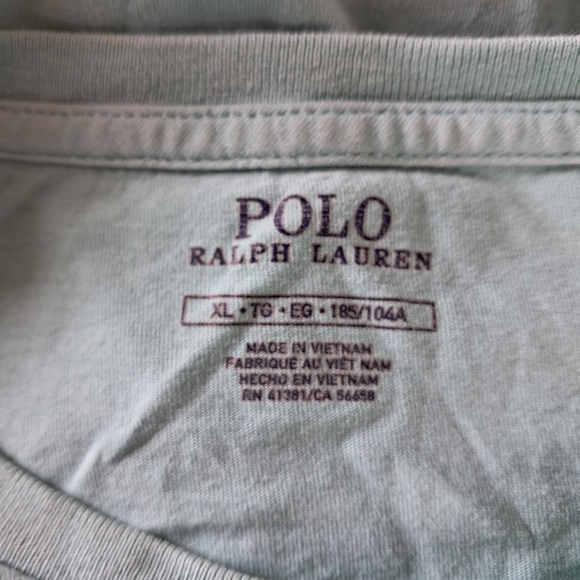 Ralph Lauren Polo Shirt Men Size XL Green Regular Fit Purple Pony Logo Crew Neck - Picture 4 of 7